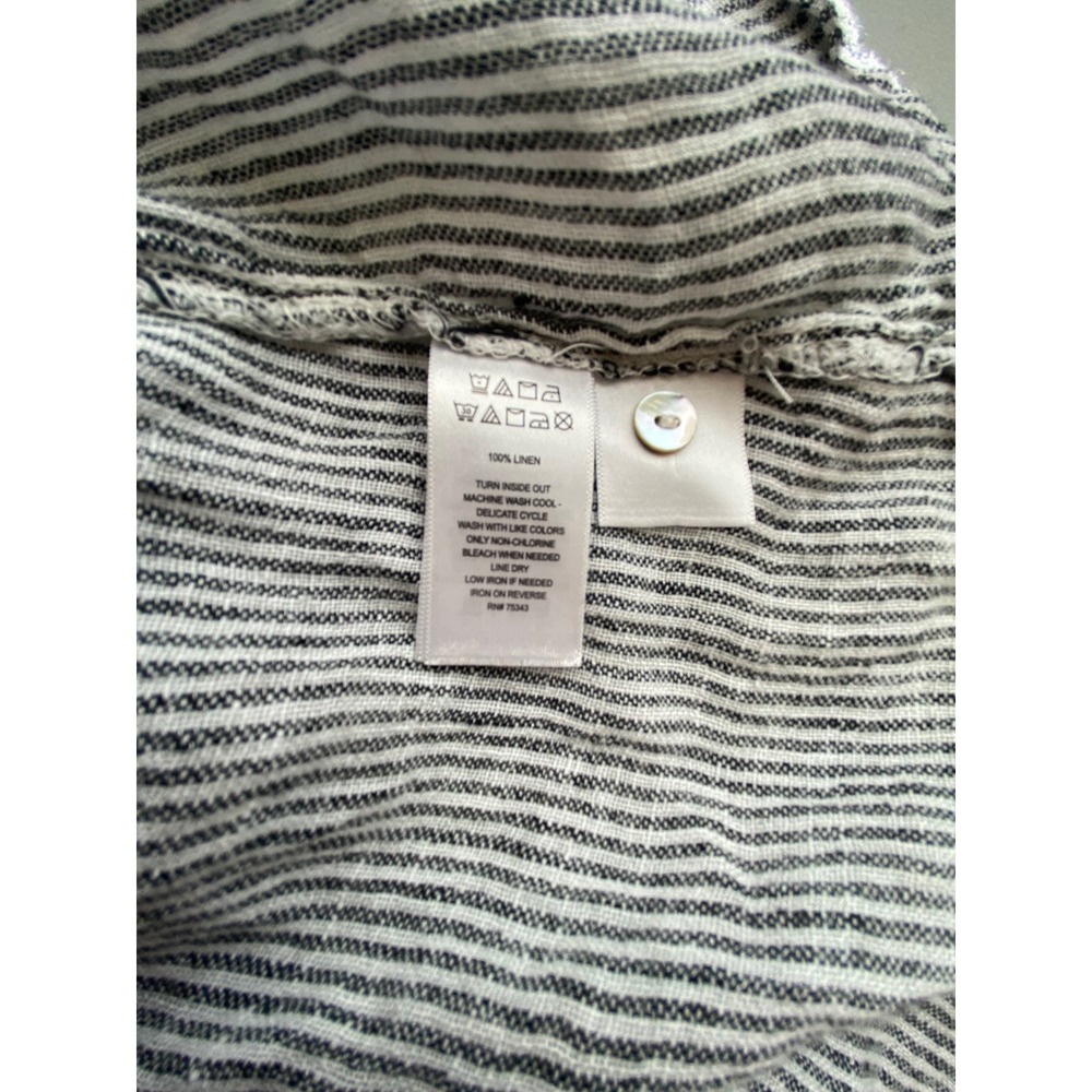 Sigrid Olsen 100% Linen Striped Roll Tab Tunic Shirt Blue White Plus Size 1X - Picture 7 of 7